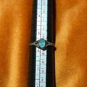 Silver blue topaz ring